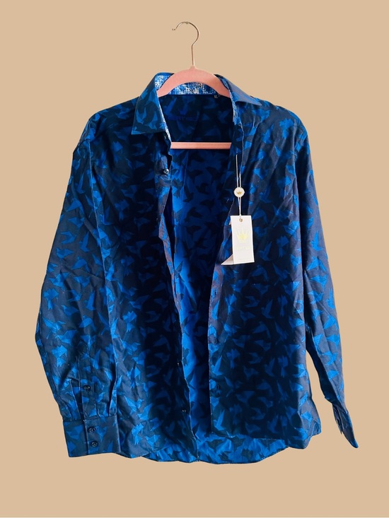 Bertigo Other - BERTIGO NWT Men's Blue Patterned Dress Shirt SIZE SMALL Collar Button Up Formal